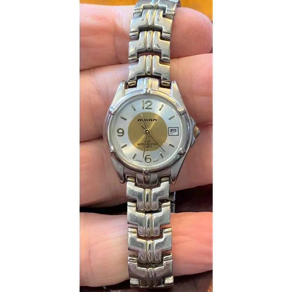 Women's 25mm Silver Tone Milan Watch, Date Window, Water Resistant